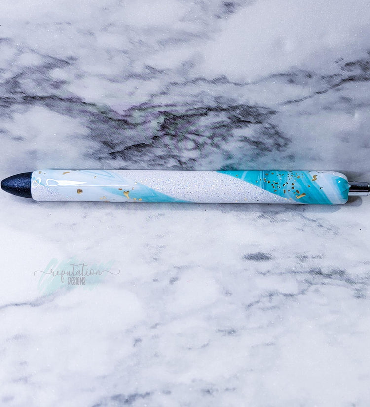 Blue Marble Gold Foil Pen