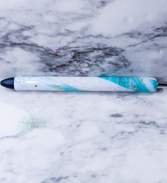 Blue Marble Gold Foil Pen
