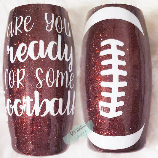 Glittered Football Tumbler