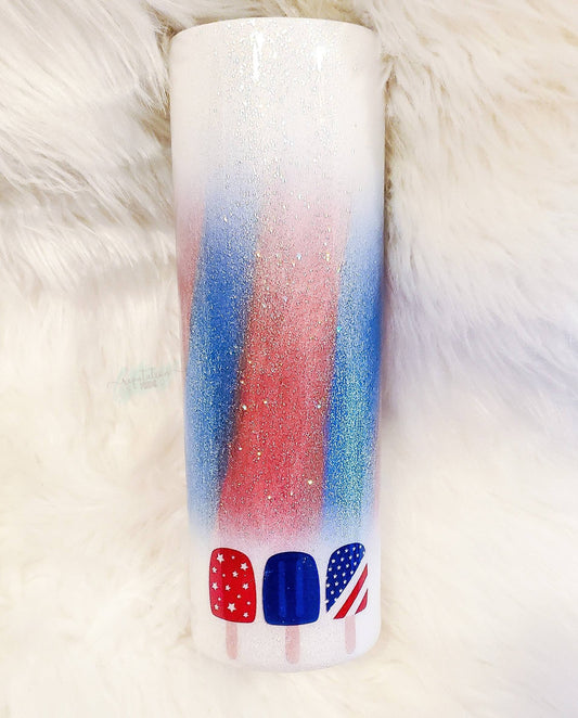 Red, White, and Blue Burst Tumbler